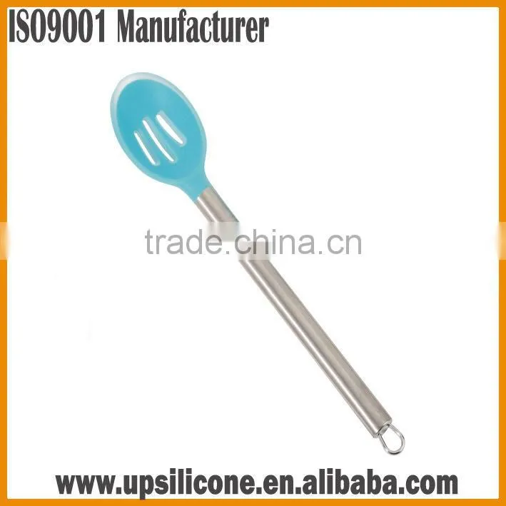 silicone draining spoon with stainless steel handle