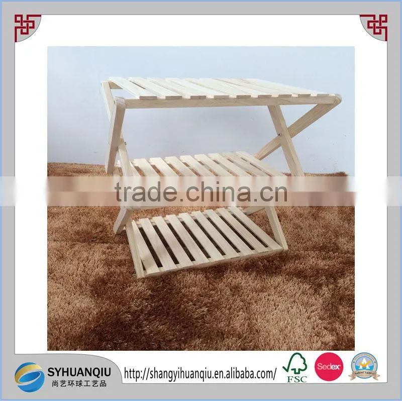 Unfinished wooden folding pinic shelf with 3 lattices