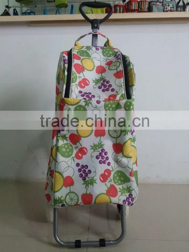 Shopping Trolley Handy Polyester Bag Brown Grocery Wheeled Storage Grocery Cart