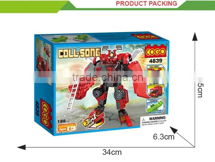 3 in 1 Hot sale child play diy building blocks wholesale toy robot