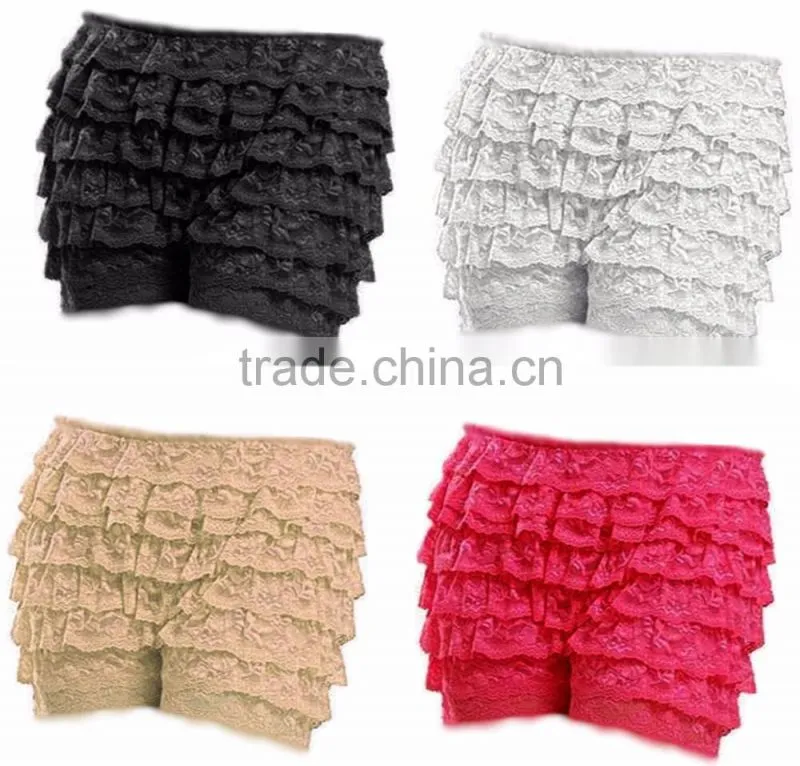 High Quality Women Fashion 8 Layers Lace Frilly Ruffle Knicker Sexy Underwear Shorts Hot Pants Safety Skirt