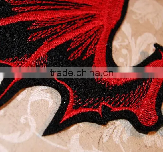 Custom high quality embroidered Demon wings patch for clothes embroidery patch made in china choose size/color