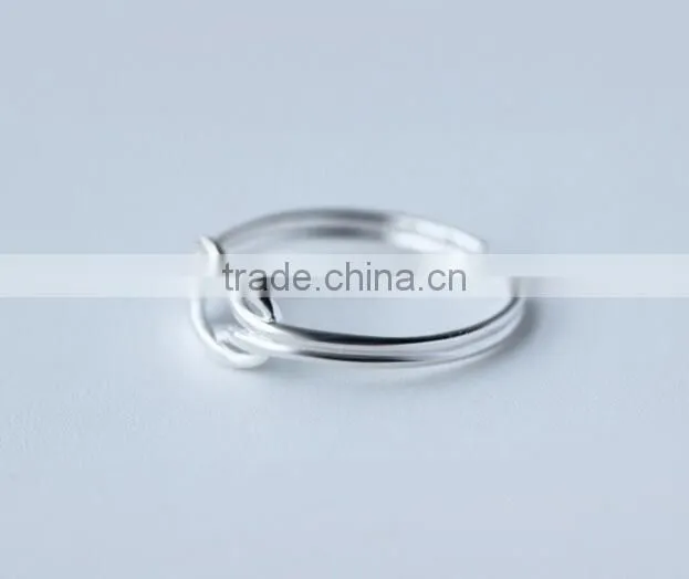 F20062NSilver Simple line Double knot diamond Flexible Ring