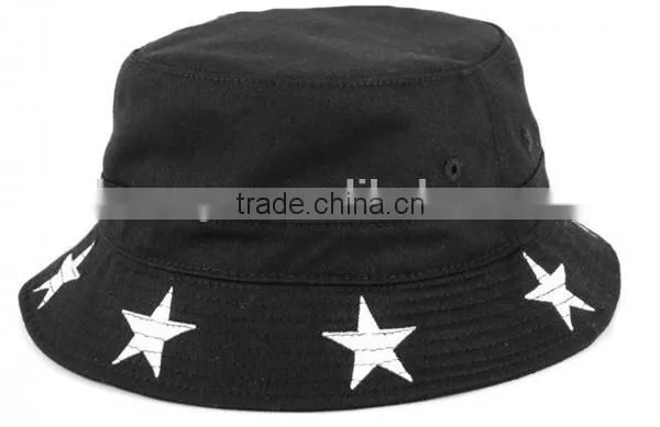 Screen print 100%cotton black plain bucket hat