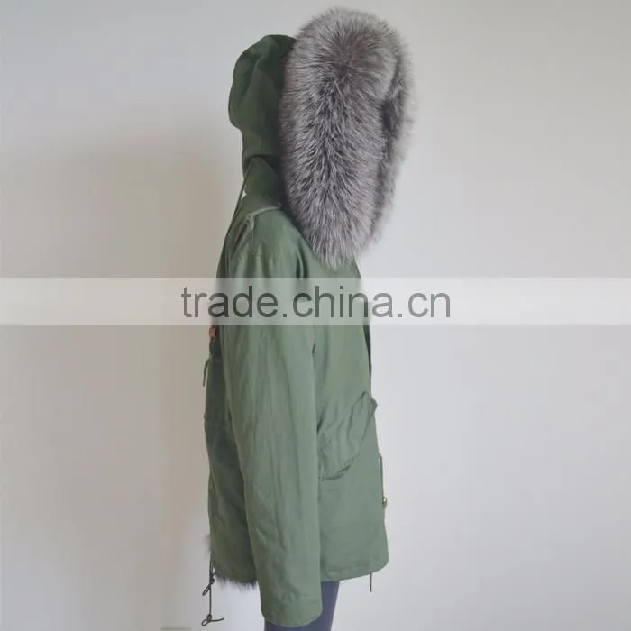 Myfur Genuine Silver Fox Fur Lining Women Customized Fur Parka
