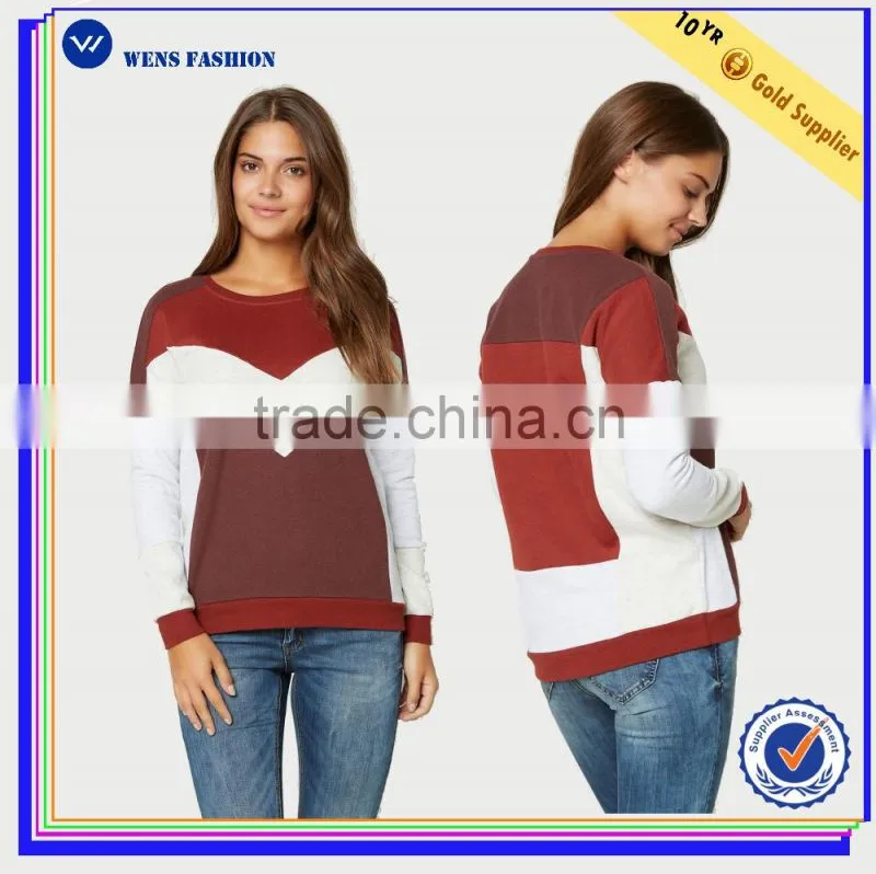 2016 Wensfashion Custom Women Leather Sleeve Sweatshirt and Long Sleeved Sweatshirt