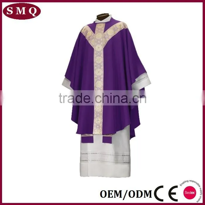2017 factory supply jacquard costume wholesale purple chasuble