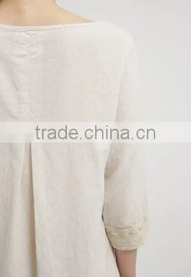Basic hand lace casual cotton dress design for pregnant woman