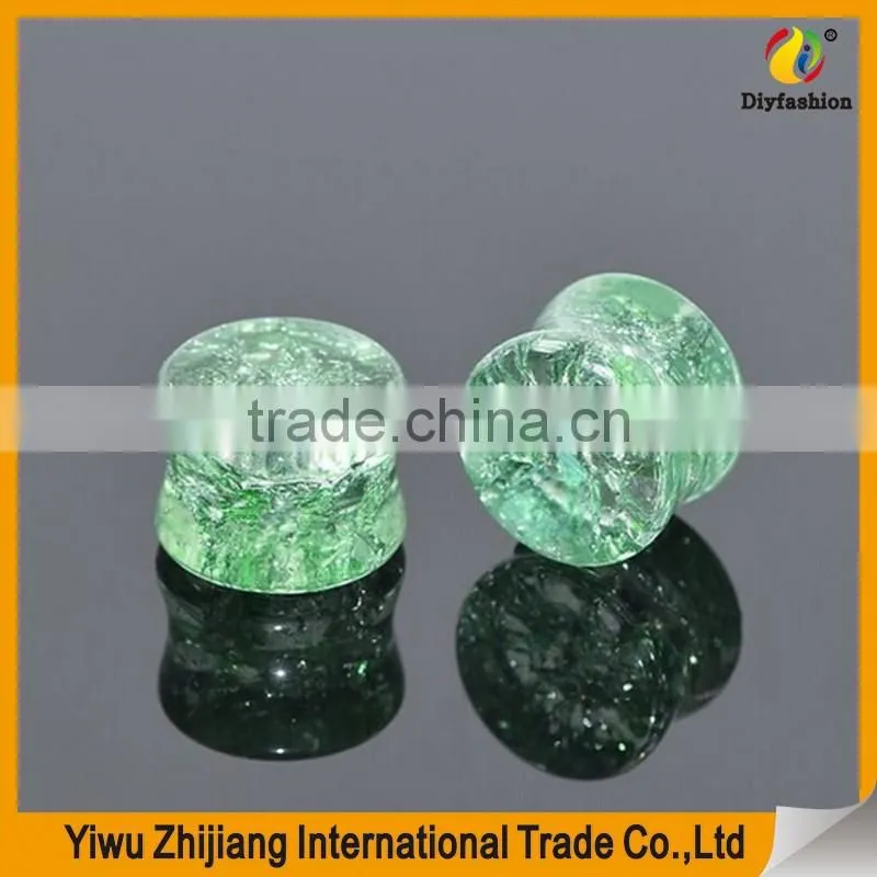 Organic Shattered Quartz Stone Sparkling Glitter Tunnels Gauges Ear Plugs Expander