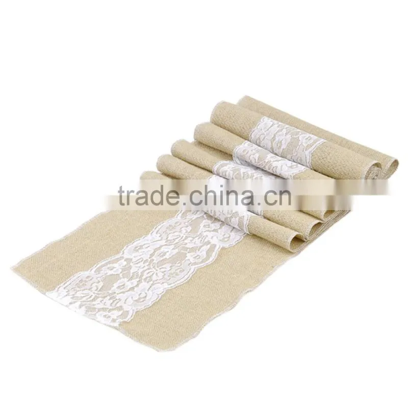 elegant design linnen table runner with lace
