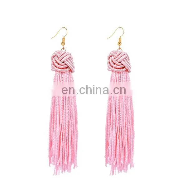 Handmade Fringe Thread Tassel Drop Earrings Charm Pearl Earrings