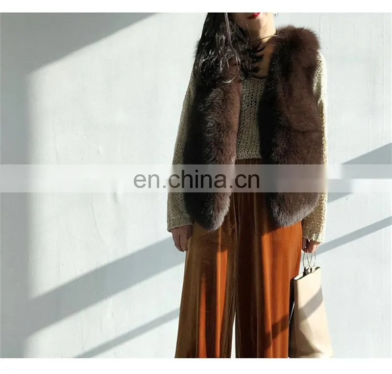 2017 New Jiaxing Winter Warm Fsahion Long Women Fox Fur Vest Real Fox Fur Coat