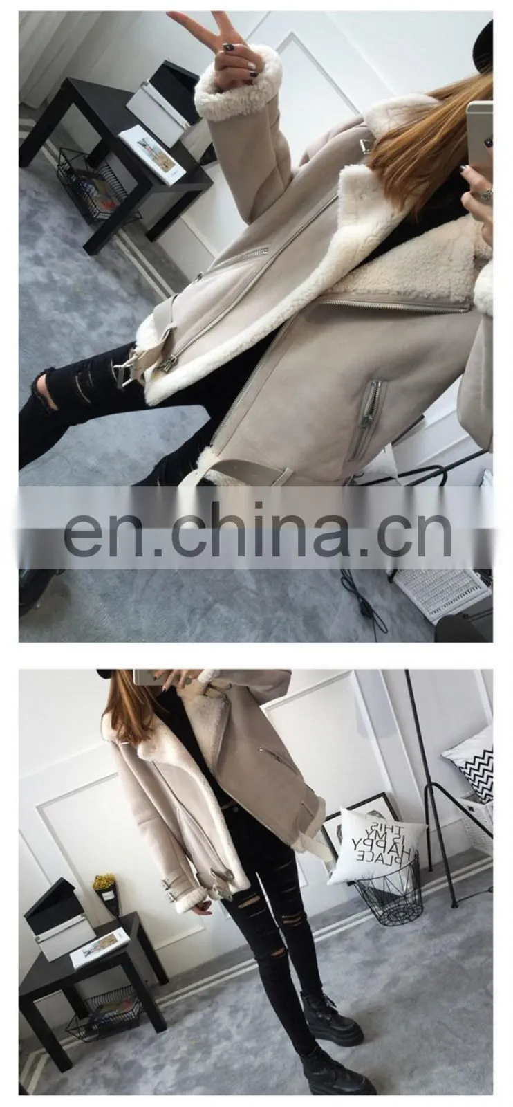 Excellent Quality Winter Warm Lamb Skin Leather Jacket