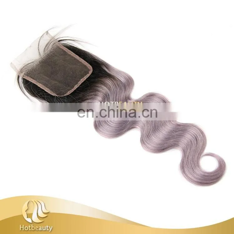 Fashion Grey Purple Color Free Part Lace Top Closure For Match The Grey Hair Weave