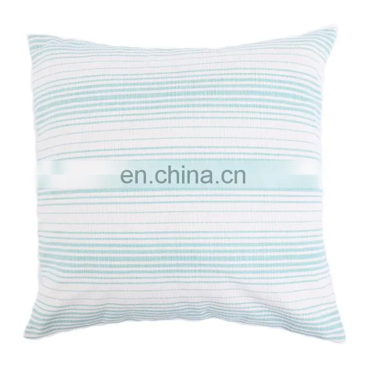 Decor white and green Striped poly chenille Cushion Cover