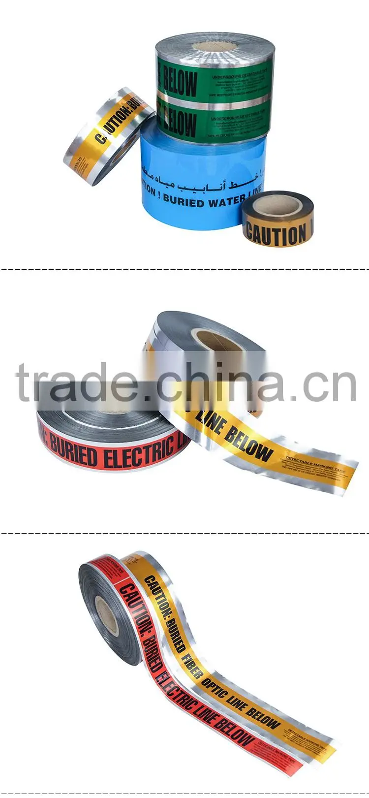 Free sample available non adhesive Underground Detectable Warning Tape OP015-2