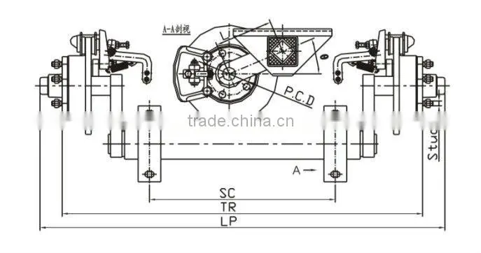 torsion axle with disc brake