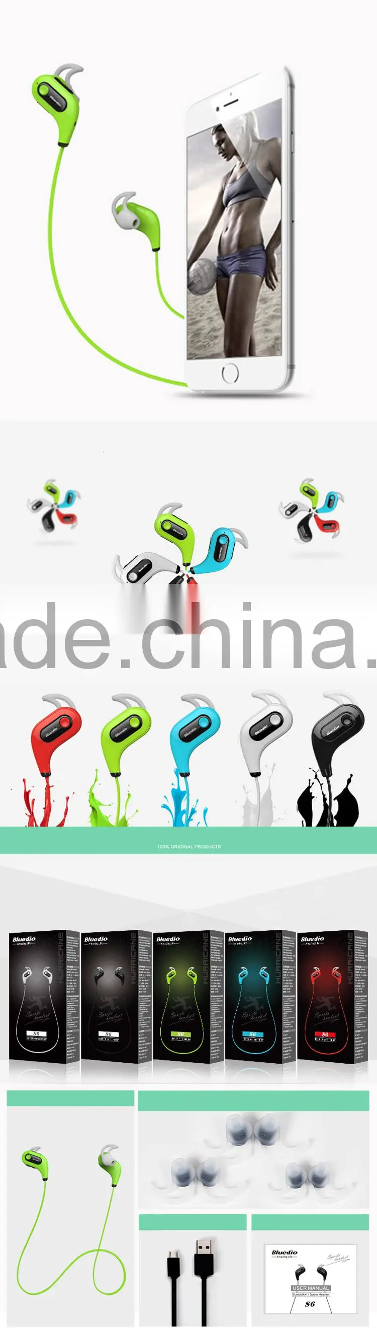 Bluedio S6 Bluetooth earphone with mic bluetooth 4.1 bluedio bluetooth headset manual
