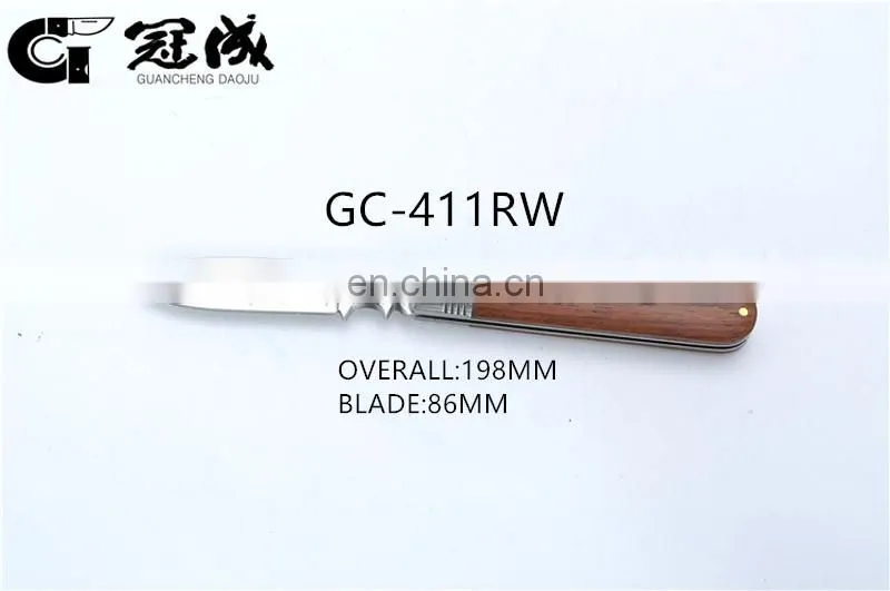 Wood handle knife 420 stainless steel blade with steel bolster and wooden folding knives Utility Elpocket knife multi tool