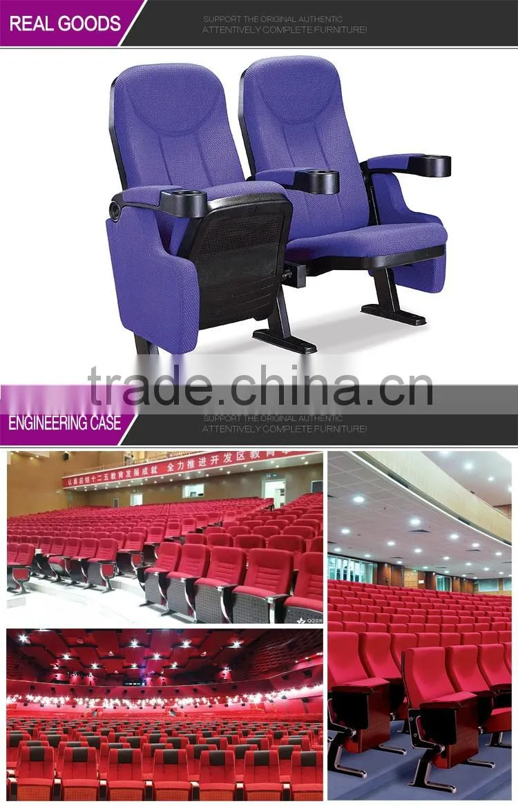 Hot Sale Theater Furniture Wooden Auditorium Seating Theater Chair with Holding Cup