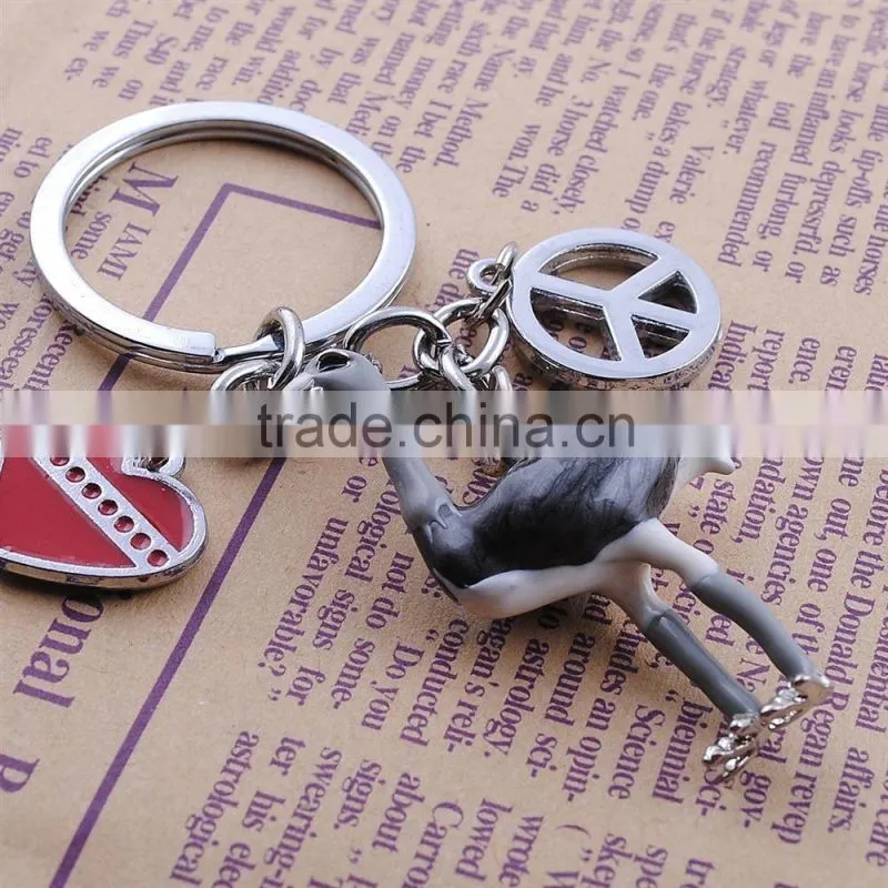 Factory price ostrich animal keychains