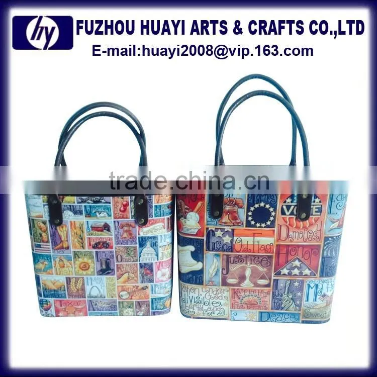 New design mini gift basket of empty customize pu leather basket for gift