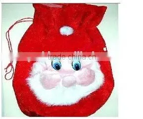 plush christmas bag/christmas soft pouch/christmas plush animal bag