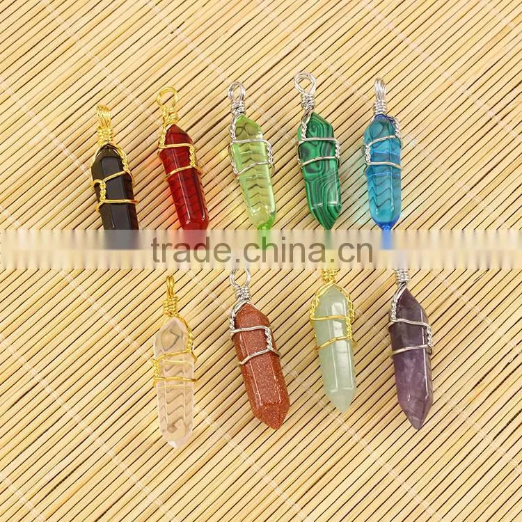 JF6913 Cheap chakra healing crystal pendants,hexagonal pendants