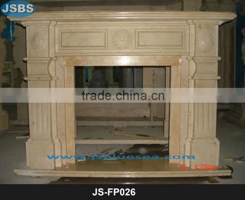 Hand carved stone fireplace surround