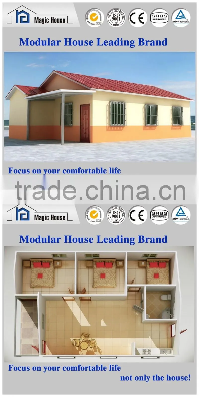 New technology modular houses themal insulation 0.63m2.K/W SGS tested with reference to EN 12667:2001