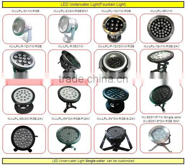 IP68 Low Voltage underwater fountain rgb led light 180