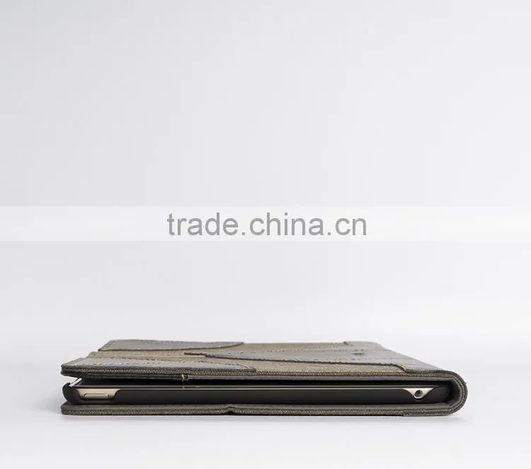 Genuine cowhide leather case for iPad mini 4 handmade waxed canvas case for ipad mini sleeve