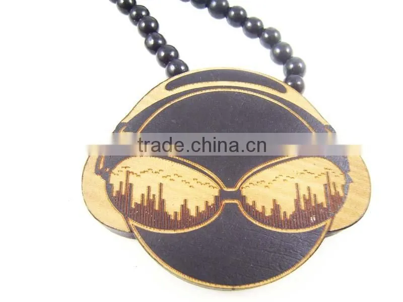Men's DJ good Pendants Fashion Wood Hip Hop Rosary Chain Beads Necklaces