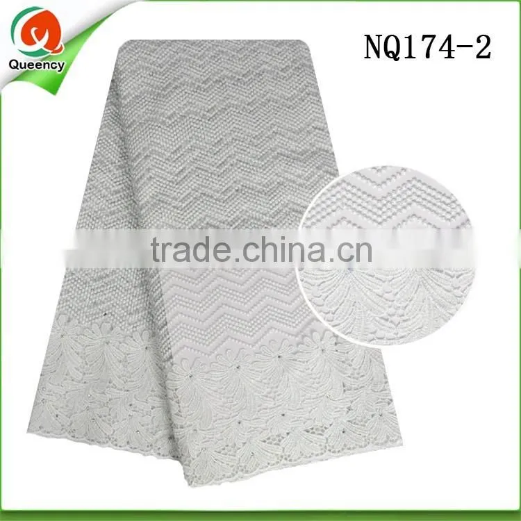 guangzhou wholesale market of white tulle net lace fabric with stone NQ174-2