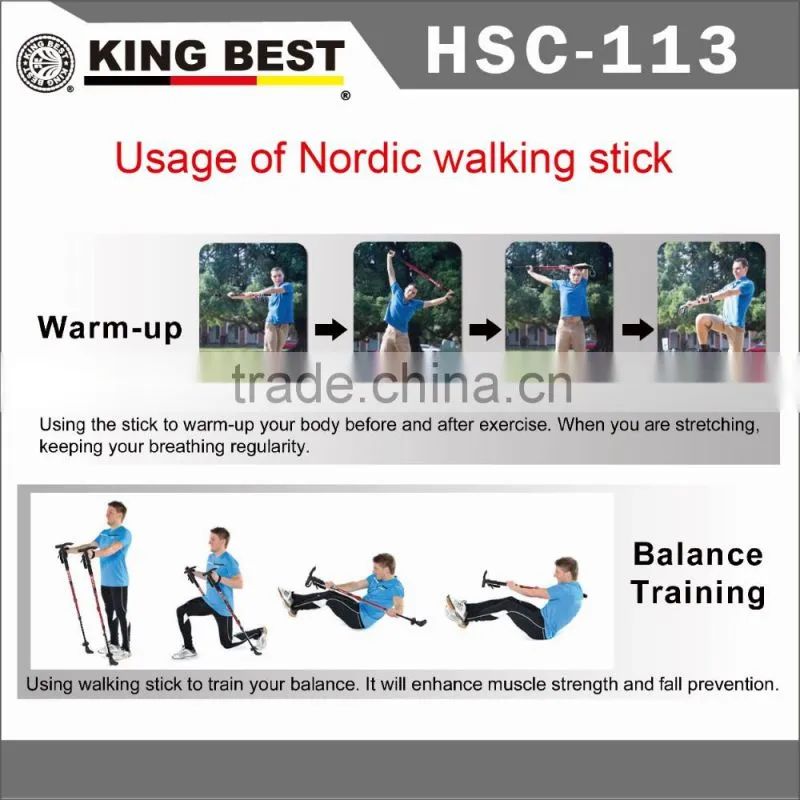 KING BEST new Carbon trekking pole With Phone Holder 3-SECTION adjustable nordic walking poles mountaineering stick