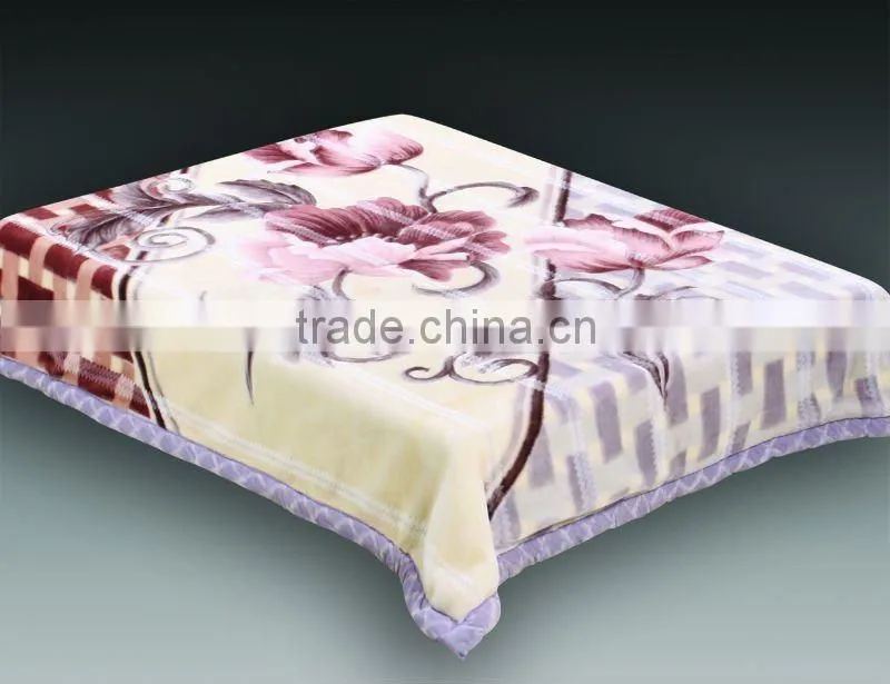 100% polyester printed &carved raschel interweave blanket