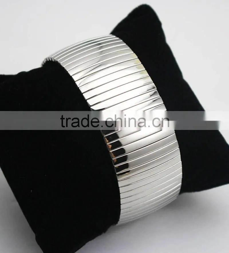 High Polished Silver Stretchy Claw Chain Elastic Stainless Steel Bracelet