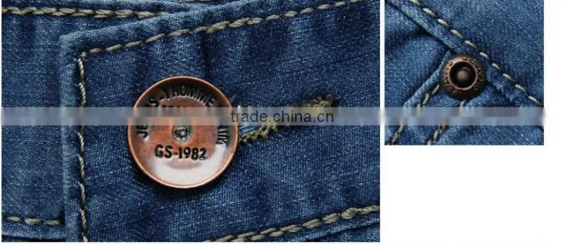 Denim Jeans Men Famous Brand 2016 Jeans Slim Fit Straight Trousers Zipper Style Light Blue