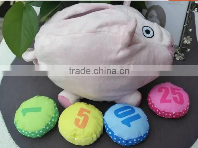 cute animal shaped plush money box for children/plush money box/stuffed pig money box,/plush animal coin bank, education toy