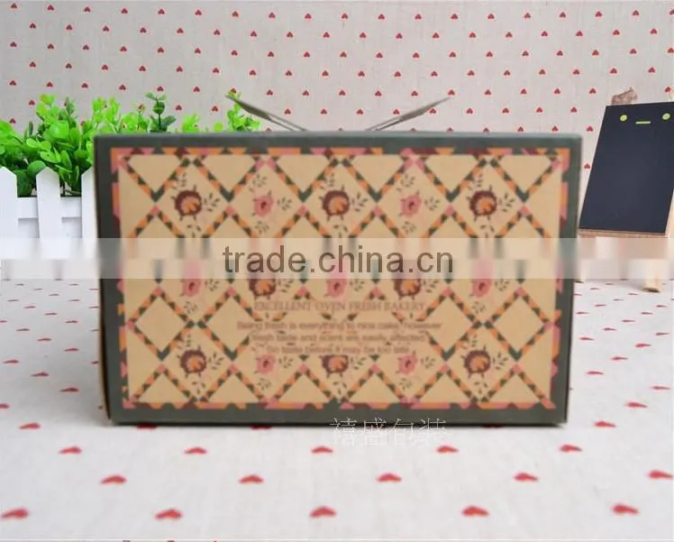 Custom printed food grade paper cardboard cupcake box with handle