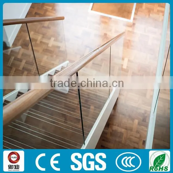 Precast indoor iron glass wood straight stairscase made in China--YUDI