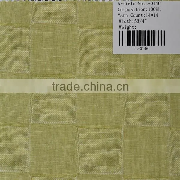 14*14 100% linen dobby yarn dyed fabric
