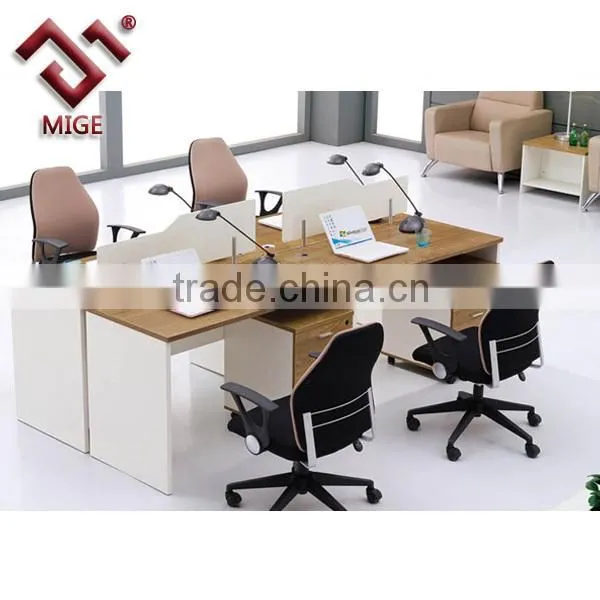 Maple Melamine 2 Person Desk with Side Cabinet