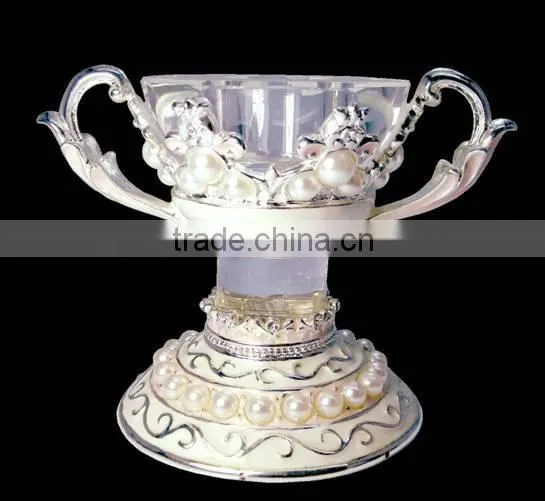 2014 New Design, Crystal/Glass Candle Holder with Enamel for Newly Weds