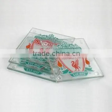 Photo frame type crystal glass coaster photo insert with wood material base