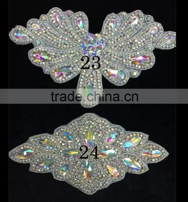 Rhinestone applique,crystal bridal Sash applique, Rhinestone trim applique, rhinestone embellishment,wedding beaded applique