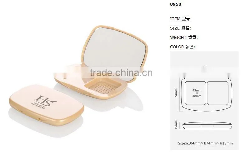 big square powder puff compact case