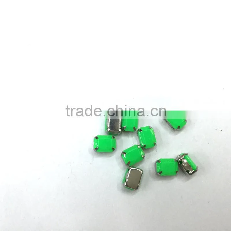 8*10mm octagon acrylic rhinestone metal claws neon green pastel candy bangle diy craft hobby bracet beads sewing on trim garment