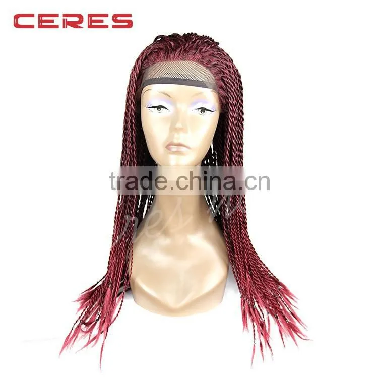 cheap natural black color lace front african braided wig for black women