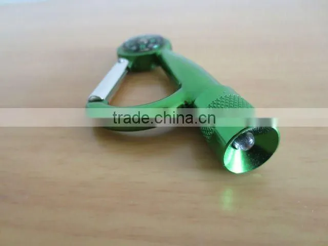 Aluminium mini carabiner LED Flashlight/Torch/hand light with compass